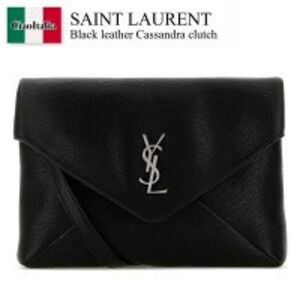 Saint Laurent Bag Handbag Black Leather Cassandra Clutch AACIU